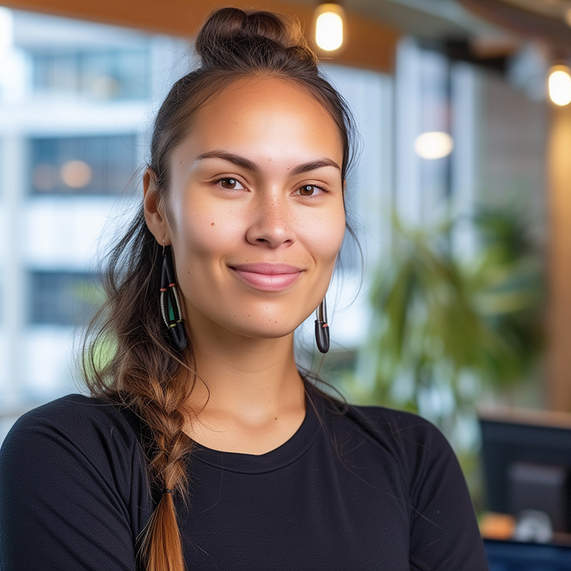 indigenous business woman portrait in modern office with creativ