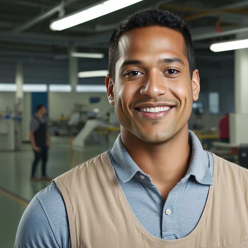 Portrait of a mixed race Hispanic warehouse supervisor standing