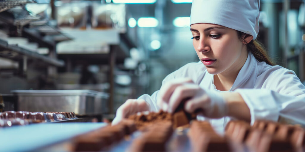 Charming Artisan Wrapping Delicate Chocolates